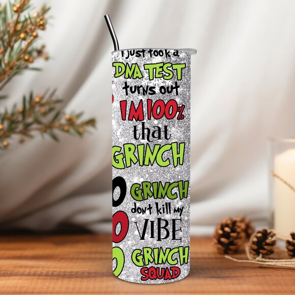 Christmas Grinch Bougie Leopard Print 20 oz Tumbler - Picture 5 of 5